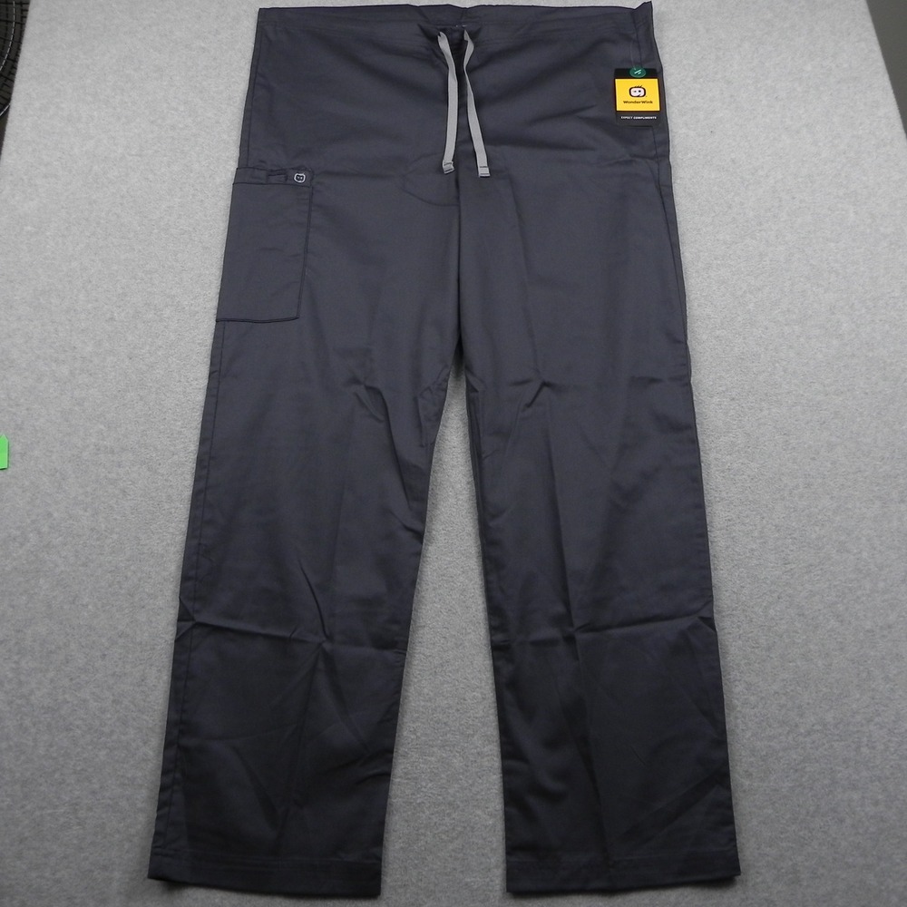 WonderWink WonderWork Scrub Pants Unisex Large Pewter Gray Cargo Medical Uniform